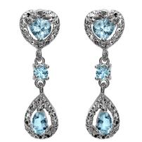 Blue Topaz and Diamond Dangle Earrings 202//202